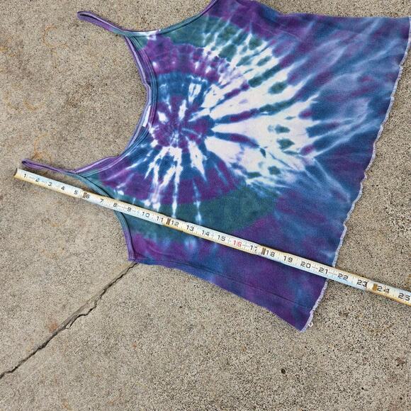 Vtg 90s LAIT SPORTSWEAR Abstract Tie Dye Spaghetti Strap Tank Top Lg USA Made - Picture 6 of 6